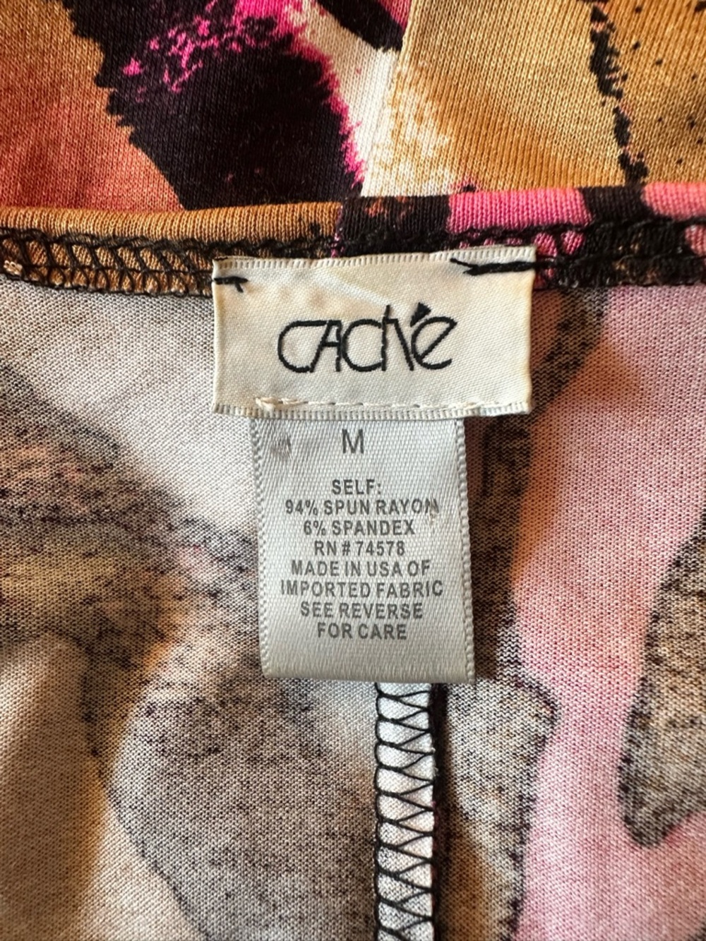 Caché faux wrap ruched long sleeve animal print pink and tan dress - Picture 8 of 8